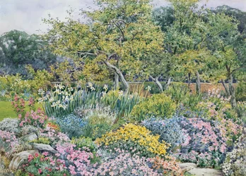 En stenträdgård i Goldington, Bedfordshire